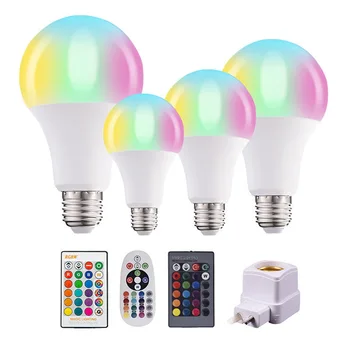 Светодиодная RGB Лампа, Меняющая Цвет, E27 DimmableLight AC 220 В, Светодиодная RGBW Волшебная лампа 5 Вт, 9 Вт, 12 Вт, 15 Вт, 20 Вт, Декор для домашней Вечеринки, Светильник, Лампа