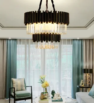 Светодиодные подвесные светильники простые скандинавские современные креативные хрустальные гостиная черная спальня мода роскошный отель вилла огни блеск домашнего декора