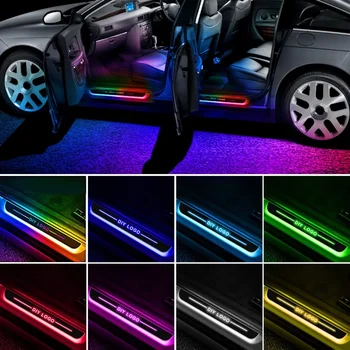 Светодиодные фонари на порогах автомобиля без проводов, RGB подсветка педали автомобиля, USB беспроводная неоновая подсветка двери автомобиля, любезно предоставленная Декоративная. Осветительные устройства