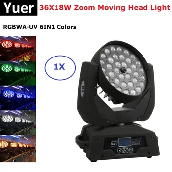 Светодиодный 36X18 Вт RGBWA-UV 6В1 с Подсветкой/Зумом DMX512 Движущиеся Головные Фонари DMX Дискотечные Огни Профессиональный Dj Бар Шоу Сценические Огни