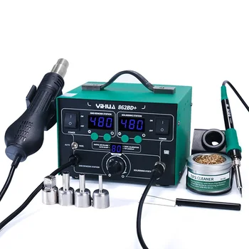 Светодиодный дисплей, паяльная станция 2-в-1, паяльник с регулируемой температурой, станция для распайки