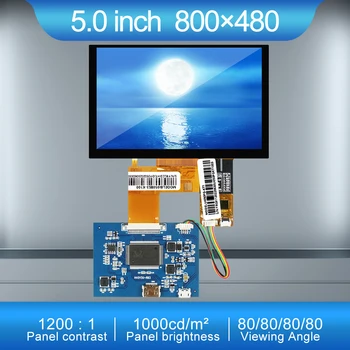 сенсорный экран с разрешением 5 дюймов 1000 Нит 800*480 с IPS-модулем платы HDMI BI050BS3-K100 RGB TFT HD для сигнального монитора