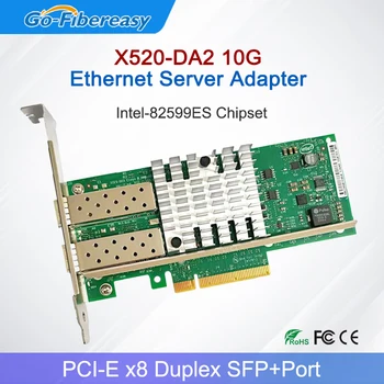 Серверная карта X520-DA2 10Gb Ethernet PCI Express 2,0x8 Чипсет Intel-82599ES с двумя SFP + Портами PCIe, Волоконно-оптический сетевой адаптер NIC