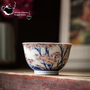 Синие и белые чайные чашки, керамический высококачественный чайный сервиз ручной работы, кунг-фу, чашка для дегустации чая, ретро большая мастер-чашка