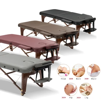 Складная косметическая кровать, Профессиональные портативные Столы для спа-массажа, легкая Складная с сумкой Мебель для салона, кровать из букового дерева