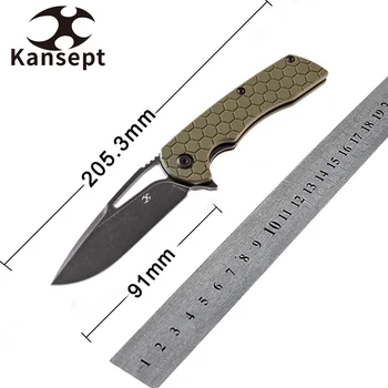 Складные Ножи Kansept Kryo T1001A6, разработанные Кимом Нином, Лезвие D2 с черным Покрытием и Рукояткой G10 с футбольным Рисунком для Охоты EDC