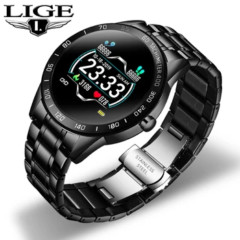 Смарт-часы LIGE Для Мужчин, фитнес-трекер IP67, водонепроницаемый Шагомер сердечного ритма, артериального давления Для Android ios, Спортивные умные часы + коробка