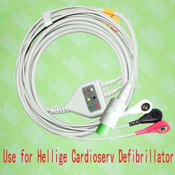 Совместим с 10-контактным аппаратом ЭКГ-дефибриллятора Hellige Cardioserv с цельным кабелем из 3 выводов и защелкивающейся подводящей проволокой IEC или AHA.