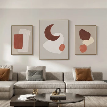 Современная абстрактная живопись, Геометрический плакат Morandi с Луной в гостиной, Декоративная живопись Nordic Ins Абстрактный фон дивана Wal