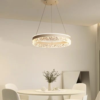 Современная светодиодная люстра с круглым кольцом, подвесной светильник с дистанционным управлением для гостиной, столовой, кухни, спальни, Дизайнерский подвесной светильник