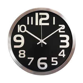 Современные настенные часы 12 дюймов, металлические настенные часы на батарейках, украшение для спальни, офиса, кухни, гостиной
