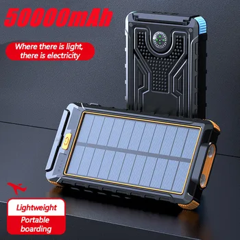Солнечный аккумулятор Емкостью 50000 мАч, двойное USB-внешнее Водонепроницаемое полимерное зарядное устройство для наружного освещения, Powerbank Ferisi