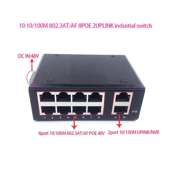 Стандартный протокол 802.3AF/AT 48V POE OUT/48V poe коммутатор 100 Мбит/с 8-портовый POE с 2-портовой восходящей линией связи/NVR
