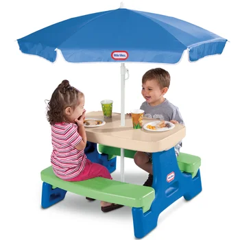 Столик для пикника Little Tikes Easy Store Jr. с зонтиком, синий и зеленый - Игровой столик с зонтиком, для детей