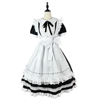 Традиционная длинная юбка горничной с длинными рукавами, Платье горничной, Поддельная мать, британская экономка, Косплей, Японская униформа, милое платье, Лолита