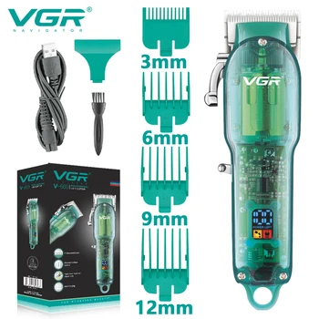 Триммер для стрижки волос VGR, профессиональный Триммер для бороды, Машинка для стрижки волос, Прозрачная машинка для стрижки волос для мужчин V-660