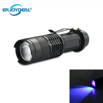 Ультрафиолетовый светодиодный фонарик, флуоресцентный агент для обнаружения наличных, ультрафиолетовая 395-нм светодиодная лампа с 3 режимами увеличения, фиолетовый свет для батареи AA /14500