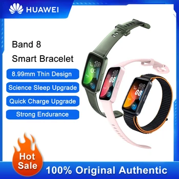 Умный браслет Huawei Band 8, ультратонкий дизайн, научное отслеживание сна, длительный срок службы батареи, Мониторинг здоровья, Спортивные умные часы