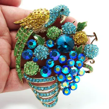 Уникальная женская брошь Blue Parrot Fruit Group, Булавка, ювелирные изделия из хрусталя