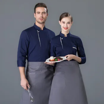 Униформа шеф-повара с длинными рукавами, Рабочая одежда для кухни, отеля, мужская, женская, куртки шеф-повара общественного питания, Одежда официантки в пекарне, ресторане