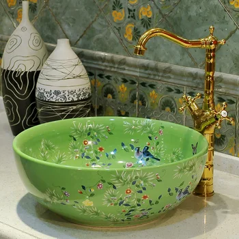 Фарфоровая художественная круглая столешница ручной работы Lavobo, высококачественная керамическая раковина для умывания, раковины для ванной комнаты