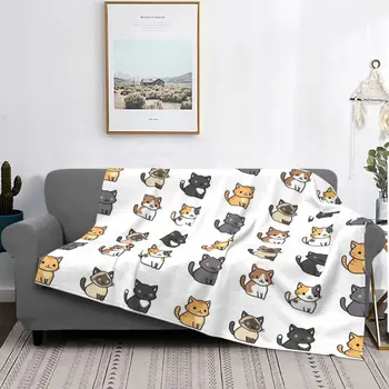Фланелевое одеяло с 3D принтом забавного кота, всесезонное портативное легкое одеяло с милыми животными для дома, коврик для спальни