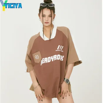 Футболка YICIYA, топ y2k, женские футболки, укороченный топ с короткими рукавами, футболки оверсайз, футболки для американских гонок, модная женская одежда