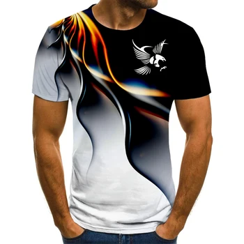 Футболка с 3D принтом Eagle, Трендовая мужская футболка, Дышащая Уличная одежда в стиле Харадзюку, Короткий рукав, хип-хоп, повседневные топы Оверсайз