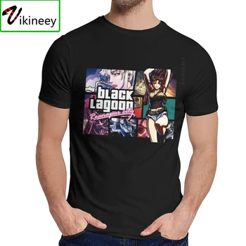 Футболка с аниме Great Black Lagoon Revy, уличная одежда, классическая футболка Homme в молодежном стиле с круглым вырезом
