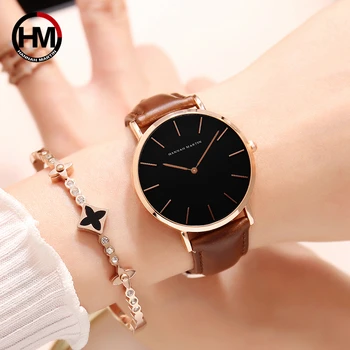 Ханна Мартин, люксовый бренд, Япония, кварцевый механизм, женские часы, кожаный ремешок, женские модные часы, Женские часы Relogio Feminino
