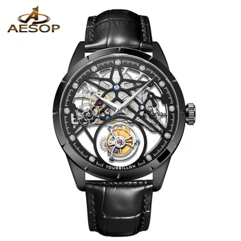 Часы с Турбийоном бренда AESOP, Роскошные наручные часы со скелетом и бриллиантами, механические наручные часы с ручным заводом, Водонепроницаемые Сапфировые для мужчин Reloj Hombre