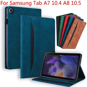 Чехол в деловом Стиле Для Samsung Galaxy Tab A7 10,4 A8 10,5 Из Искусственной Кожи TPU Противоударная Подставка Держатель Ручки Слот для карт Чехол Кожа
