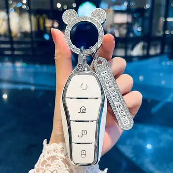 Чехол для ключей автомобиля Smart Remote Key Case для BYD Tang DM 2018 Сумка для Ключей Автоаксессуары Брелок Для Ключей