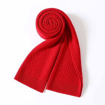 Шарфы из натуральной 100% овечьей шерсти, высококачественный Длинный вязаный шарф, однотонный теплый шарф из чистой шерсти