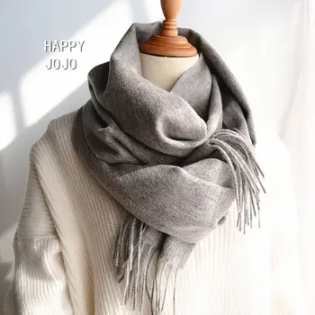 шерстяной шарф высокого качества, классический однотонный серый шарф, узкий маленький мягкий шикарный модный повседневный тонкий теплый платок для мужчин или женщин