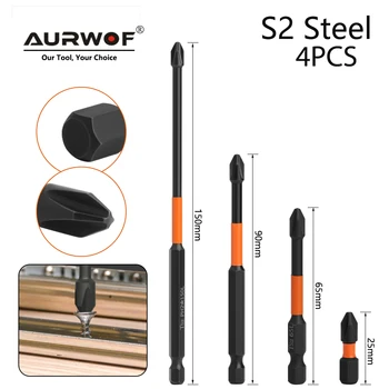 Шестигранная ручка AURWOF 1/4, сильный магнитный материал S2, PH2 X 25-150 мм, набор отверток