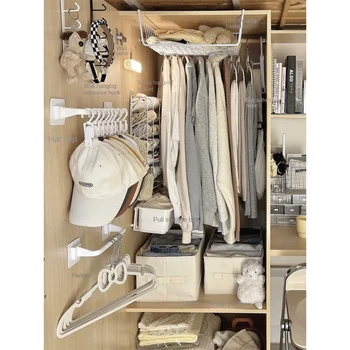 Шкаф для хранения одежды в спальне, подвесные брюки, многослойная отделка, артефакт, домашний шкаф, настенные отдельные стеллажи.