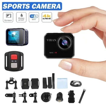 Экшн-камера HD Wifi Mini V8 4K 60 Кадров в секунду с экраном дистанционного управления, Водонепроницаемая спортивная видеокамера DV Drive Recorder, Беспроводная веб-камера