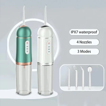 Электрический Ирригатор для полости рта с подзарядкой от USB, беспроводной Очиститель воды, Зубная нить, 4 струйных наконечника для чистки полости рта, Электрический очиститель зубов