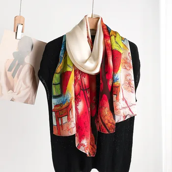Элитный бренд, 100% шарф из натурального шелка, женские дизайнерские шали, обертывание, элегантные Ханчжоу, мягкие зимние шарфы из пашмины, женский хиджаб, накидки