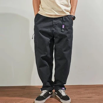 Японские уличные однотонные весенне-осенние Классические фиолетовые Стандартные Свободные зауженные повседневные мужские брюки