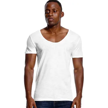 №2 A2229, приталенная футболка с Глубоким V-образным вырезом и коротким рукавом для Мужчин, Стрейчевые Футболки с глубоким вырезом, Модные Мужские футболки, Невидимые Повседневные