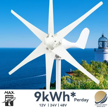 【Нет поддельной мощности】 Высокоэффективная ветряная турбина Jupiterwing мощностью 900 Вт с гибридной солнечной системой, для домашнего использования, 6 горизонтальных лопастей